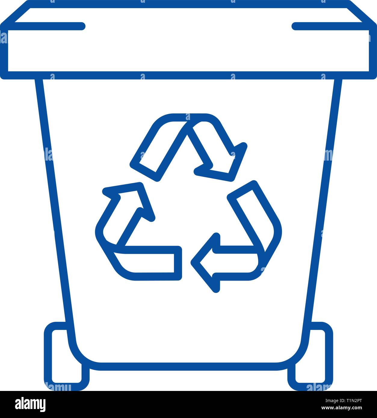Icono de la línea de almacenamiento de basura concepto. Almacenamiento de basura Símbolo vector planas, firmar, esbozo de la ilustración. Ilustración del Vector