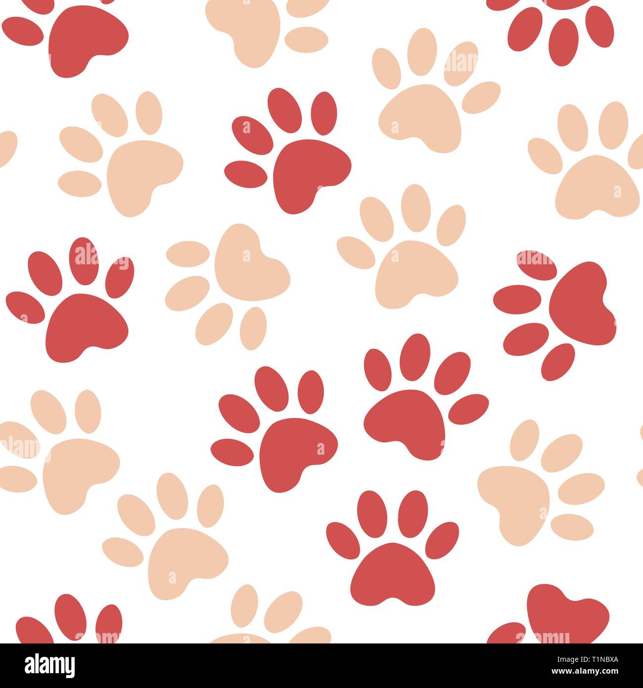Telón de fondo con siluetas de huella de perro o de gato.red Ilustración  Vector animal paw vía patrón. Huellas sin fisuras Imagen Vector de stock -  Alamy