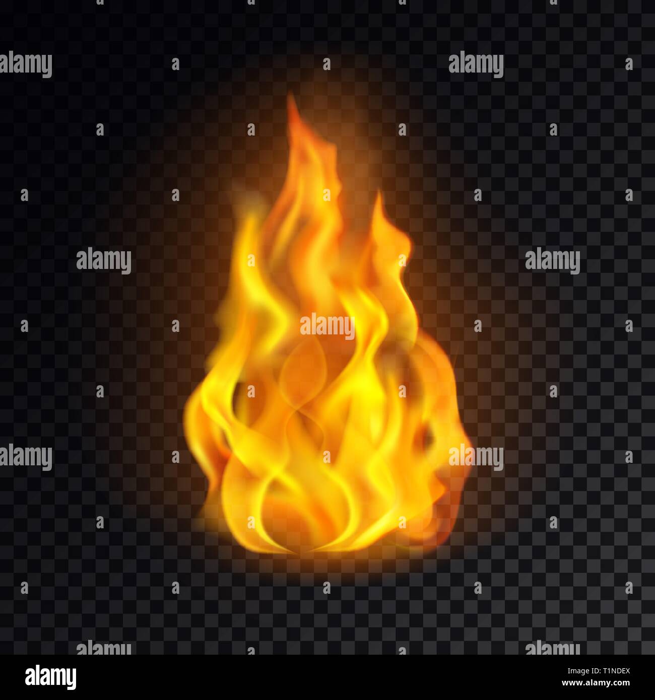 Fuego aislado sobre fondo transparente. Ilustración del Vector