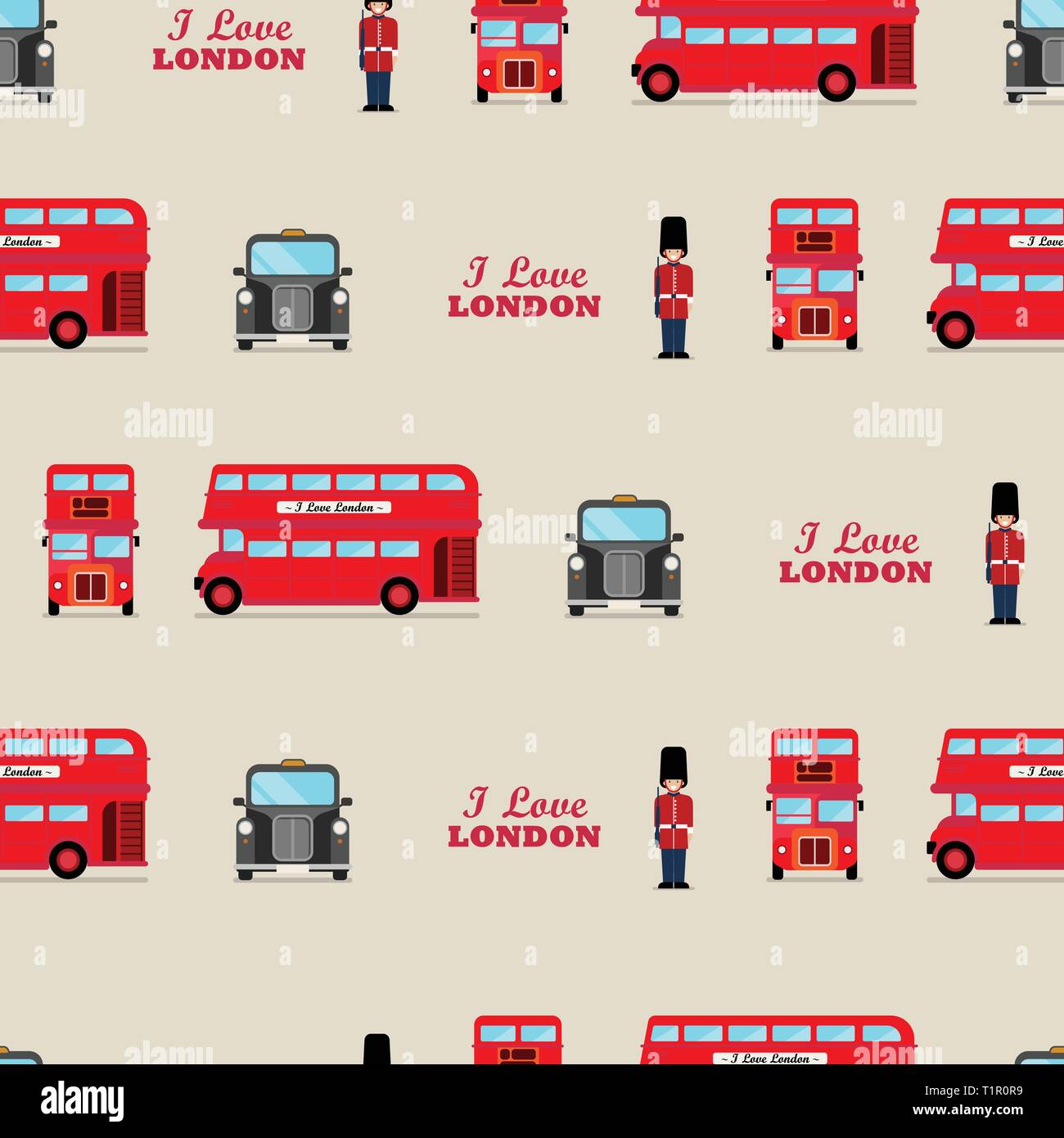 Símbolos icónicos de Londres patrón sin fisuras. Ilustración vectorial. Ilustración del Vector