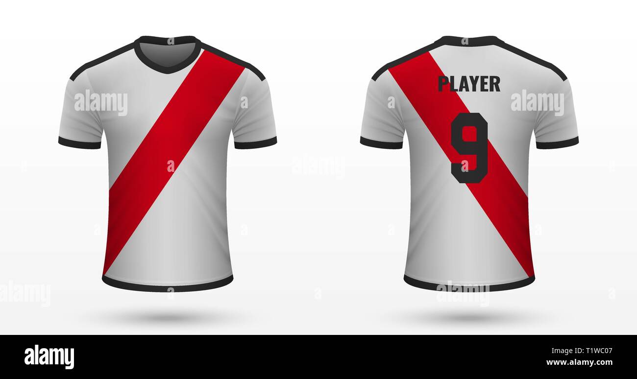 Camiseta de fútbol realista Rayo Vallecano, Jersey plantilla para equipos  de fútbol. Ilustración vectorial Imagen Vector de stock - Alamy