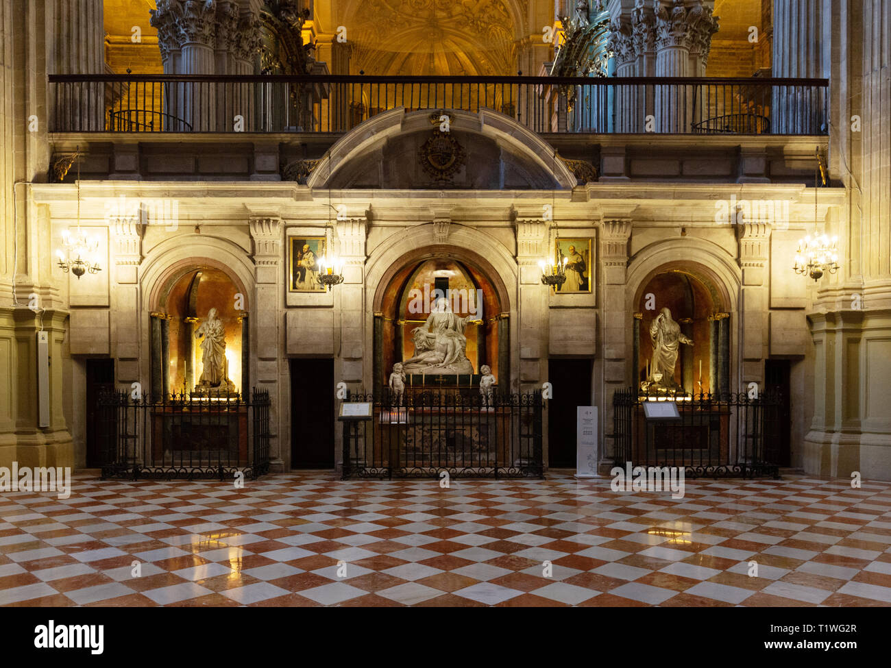 Interior de la Catedral de Málaga - las capillas del Trascoro de la Catedral de Málaga, Málaga, Andalucía, España Foto de stock