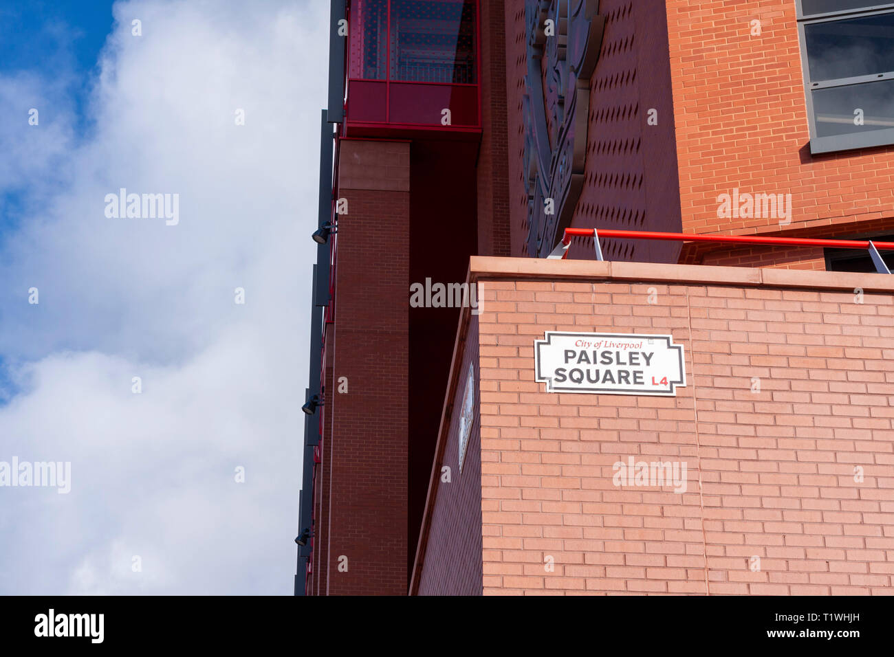 Plaza de Paisley, parte del nuevo Stand principal desarrollo en Anfield Stadium, Liverpool, Reino Unido. Foto de stock