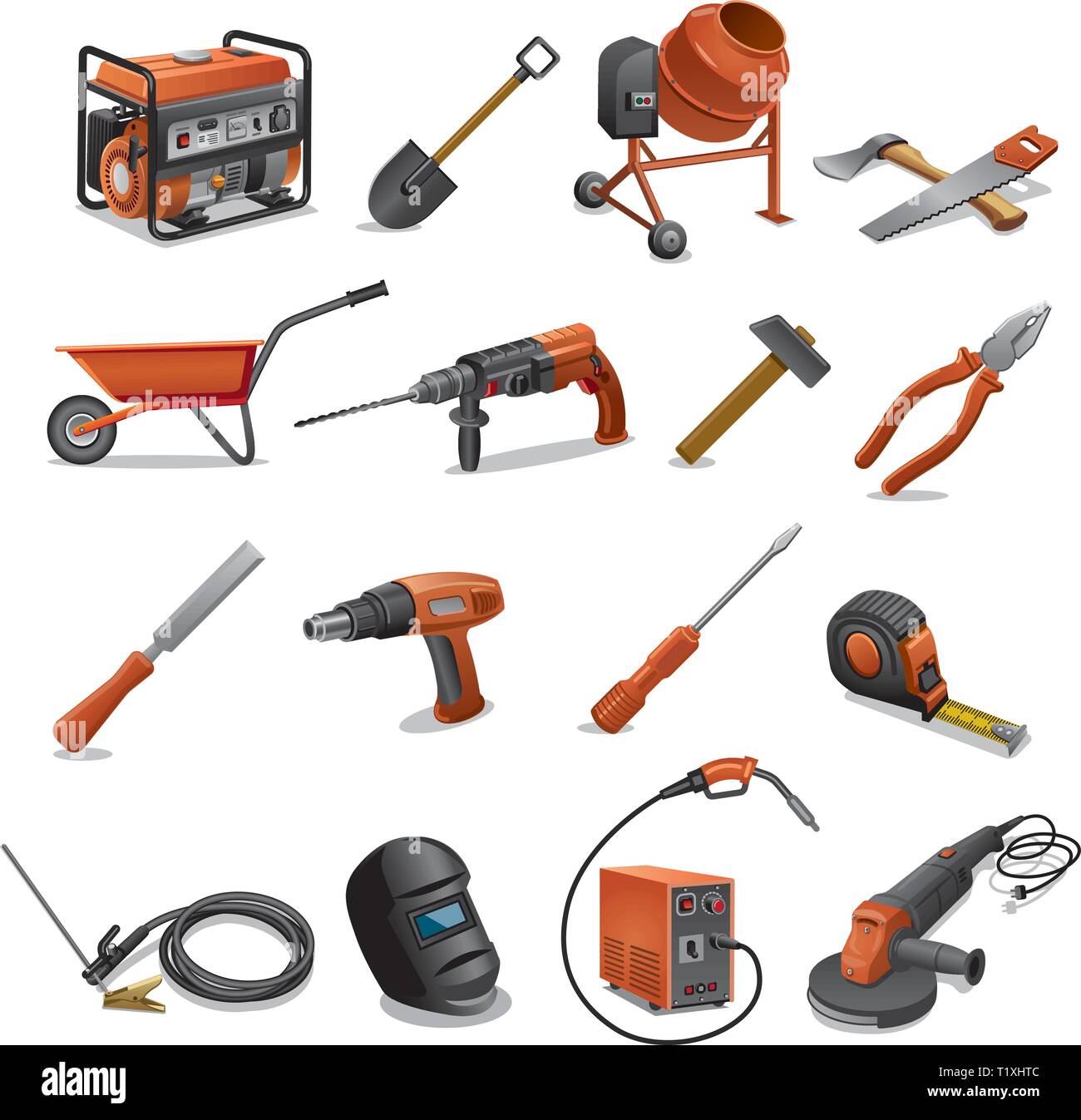 Ilustración de las herramientas y equipos de construcción Imagen Vector de  stock - Alamy