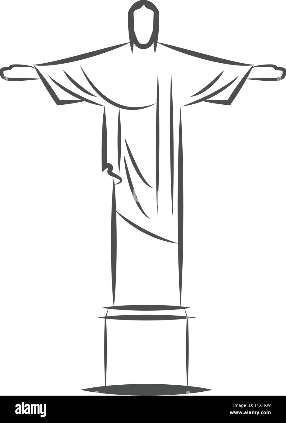 La estatua del Cristo Redentor en Río de Janeiro, Brasil. Dibujo