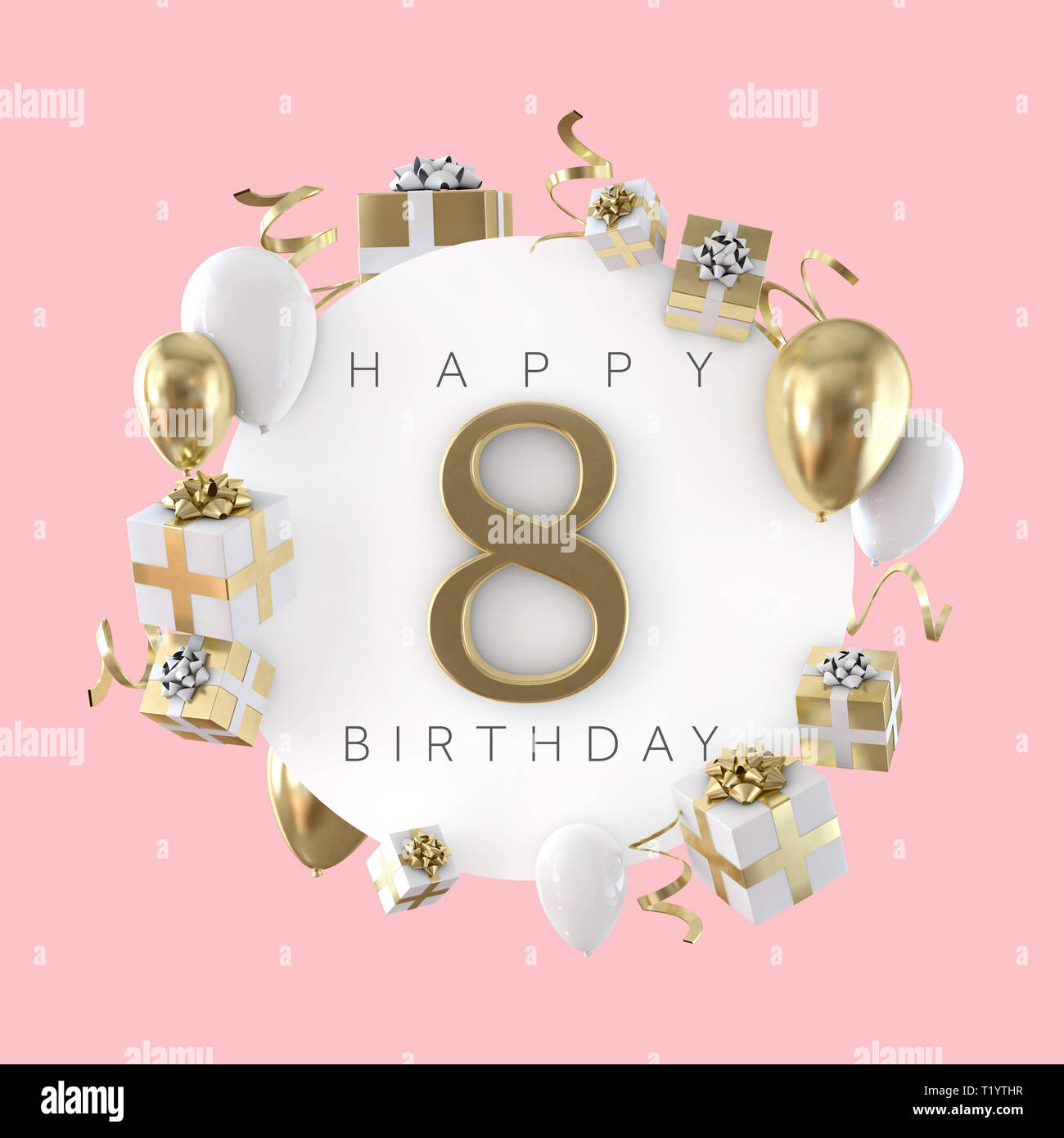 Decoración de 8º cumpleaños para niña, decoración de cumpleaños número 8  para niñas con pancarta de feliz cumpleaños, globos de número 8 para