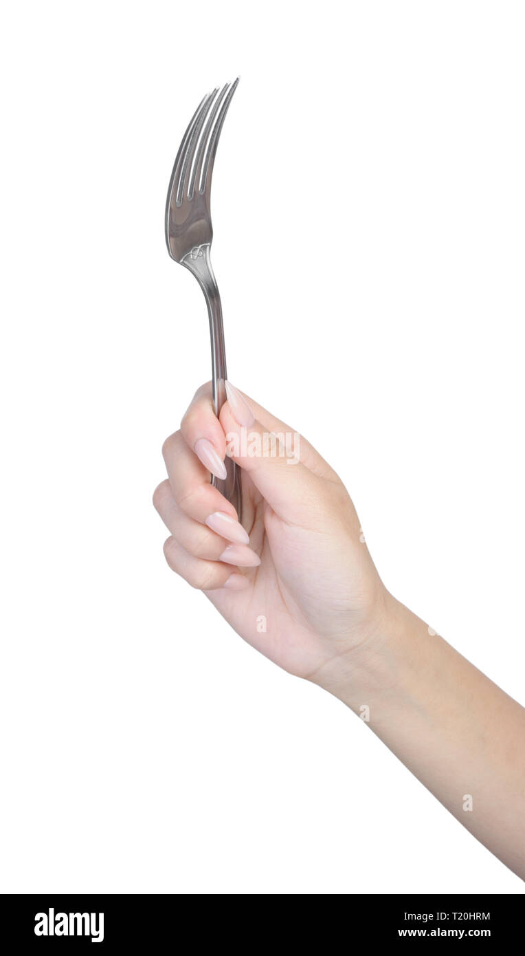 Mantenga a mano una horquilla hembra aislado en blanco Fotografía de stock  - Alamy