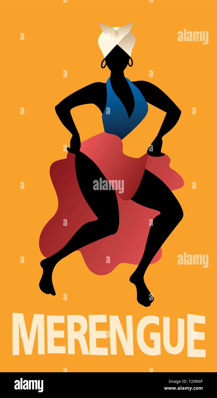 Silueta de mujer que baila música latina. El Merengue. Ilustración vectorial Ilustración del Vector