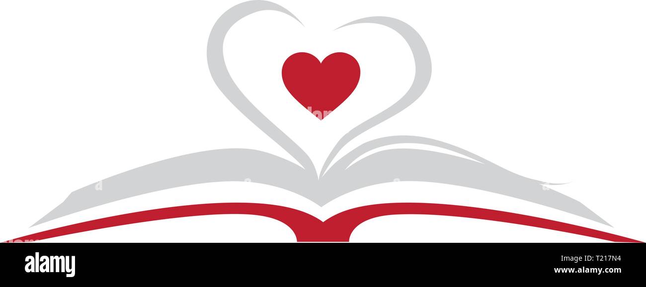 Libro y corazón, icono del logotipo , Ilustración del Vector