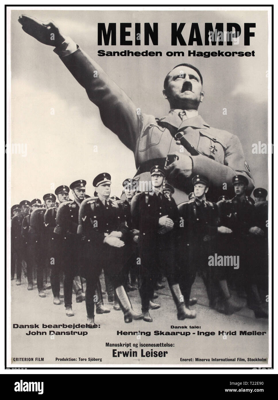 Mein Kampf Vintage 1960 póster de película danesa con Adolf Hitler saludando Heil Hitler - 'Mein Kampf - La verdad acerca de la esvástica" - dirigida por Erwin Leiser Dinamarca 1960. Foto de stock