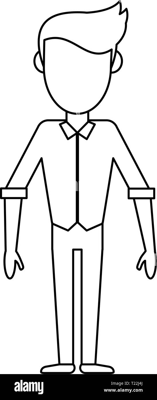 Hombre con elegante ropa de dibujos animados en blanco y negro Imagen  Vector de stock - Alamy