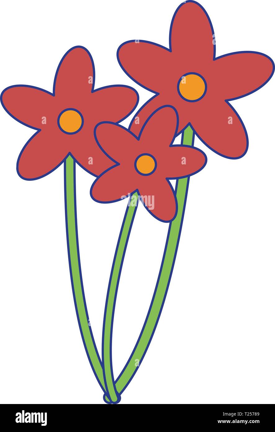 Flores hermosas líneas azules aislados de dibujos animados Imagen Vector de  stock - Alamy
