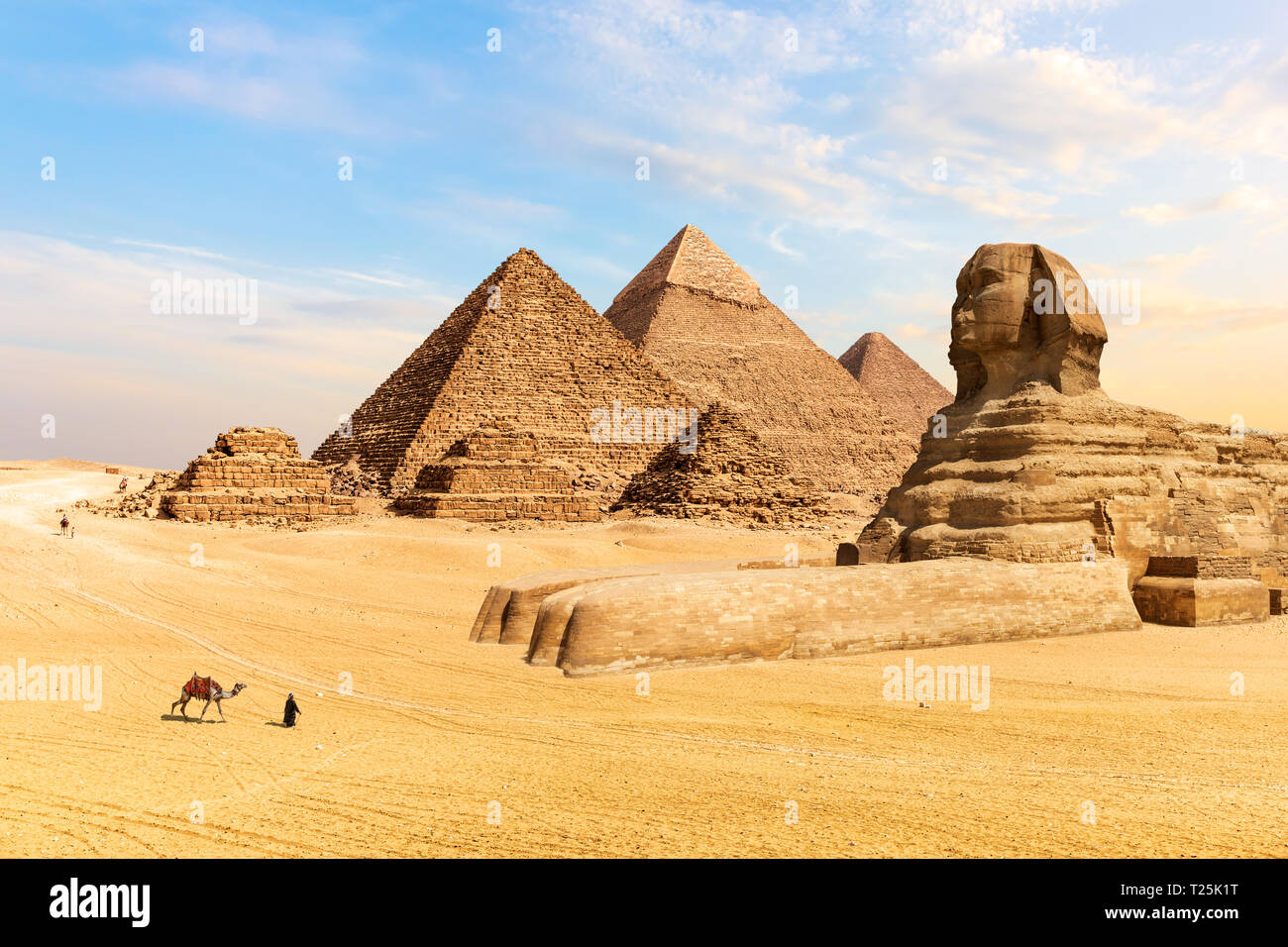 Las pirámides de Giza y La Esfinge, Egipto Foto de stock