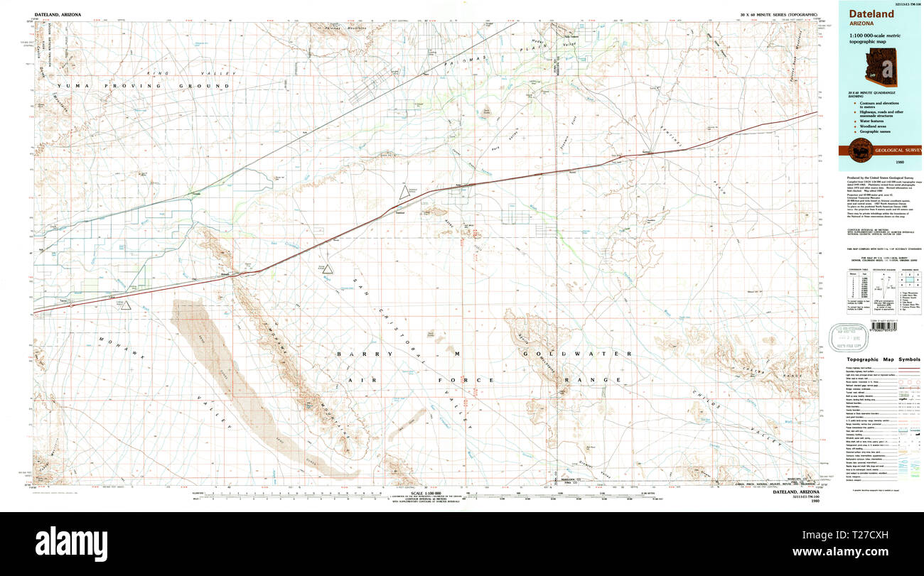 USGS TOPO Mapa AZ Arizona Dateland 315243 100000 1980 Restauración Foto de stock