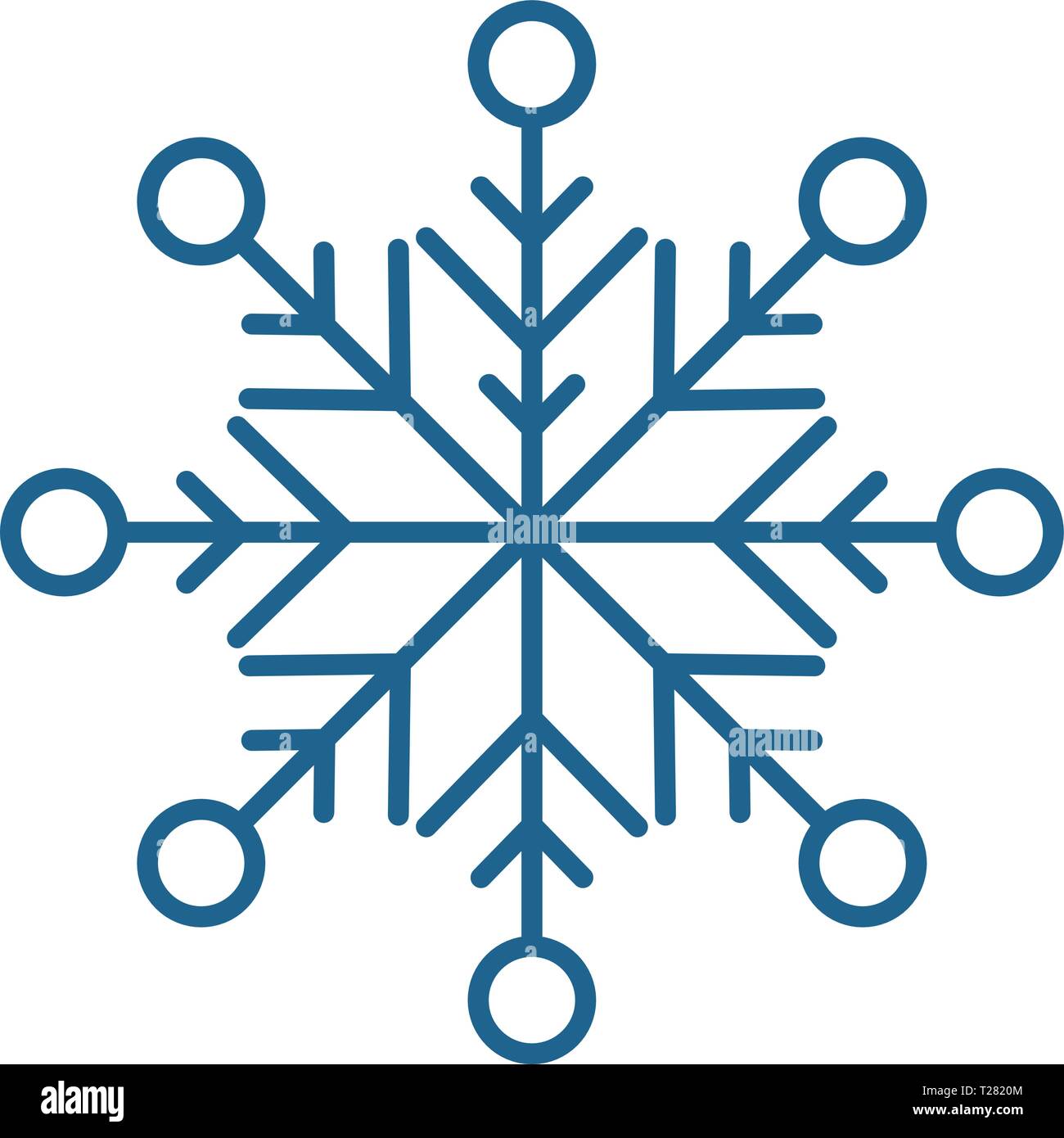 Hermosa línea concepto icono de copo de nieve. Hermoso símbolo de copo de nieve vectoriales planas, firmar, esbozo de la ilustración. Ilustración del Vector