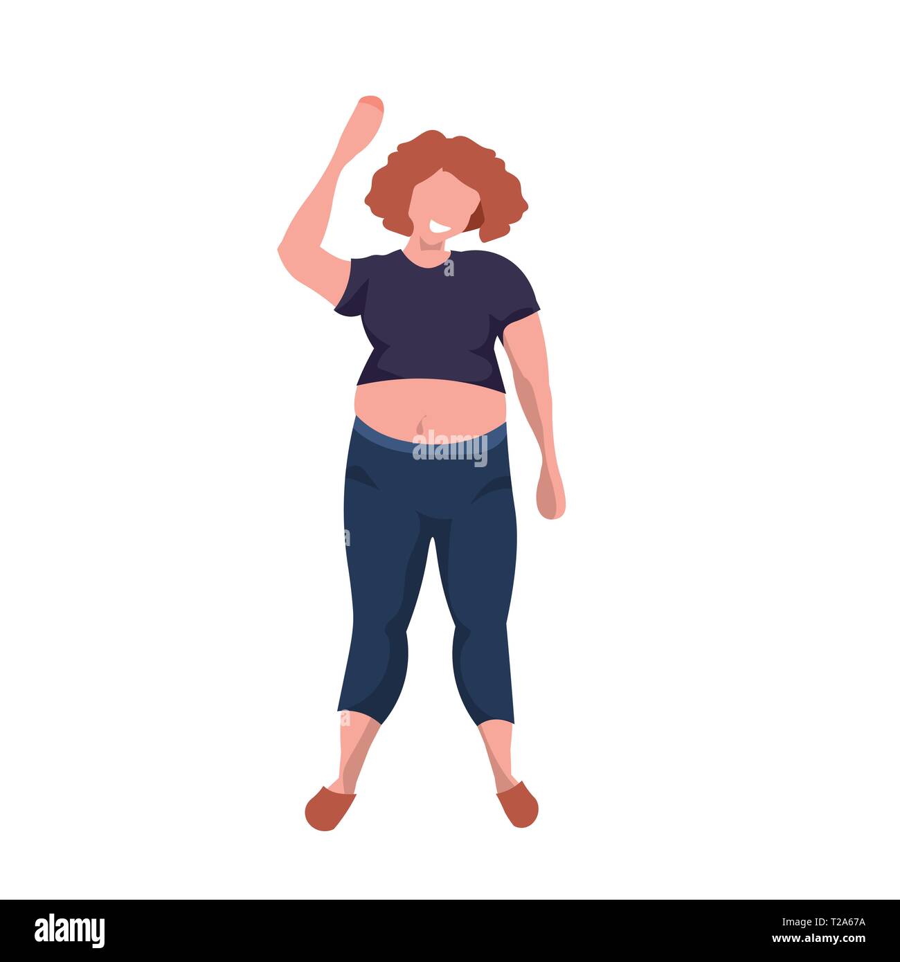 Fat obesa mujer sonriente pose permanente sobrepeso obesidad femenina concepto casual niña personaje de dibujos animados de fondo blanco plana de longitud completa Imagen Vector de stock - Alamy Fat obesa mujer sonriente pose permanente sobrepeso obesidad femenina concepto casual niña personaje de dibujos animados de fondo blanco plana de longitud completa Imagen Vector de stock - Alamy
