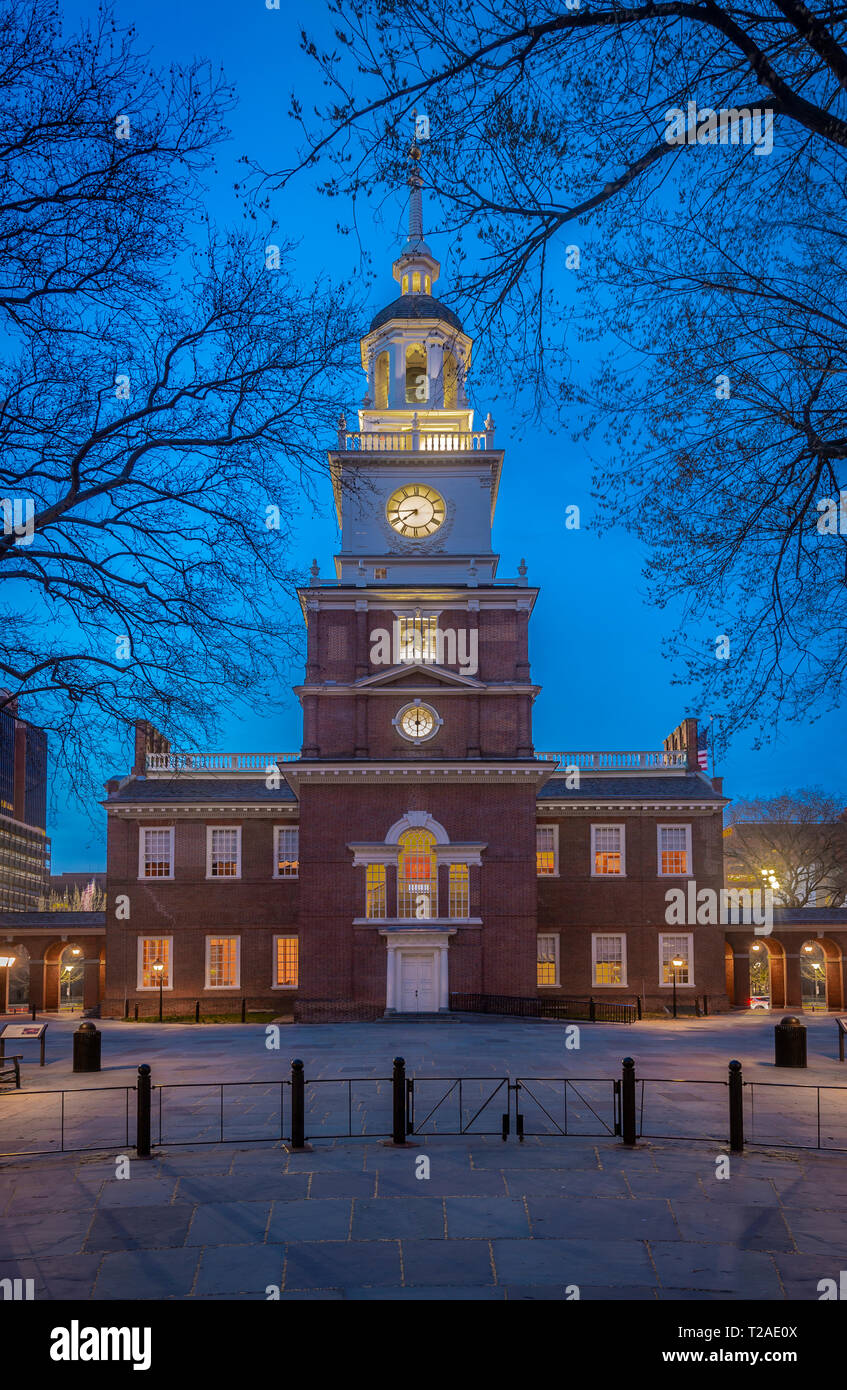 El Independence Hall, Filadelfia, Pensilvania, EE.UU. Foto de stock