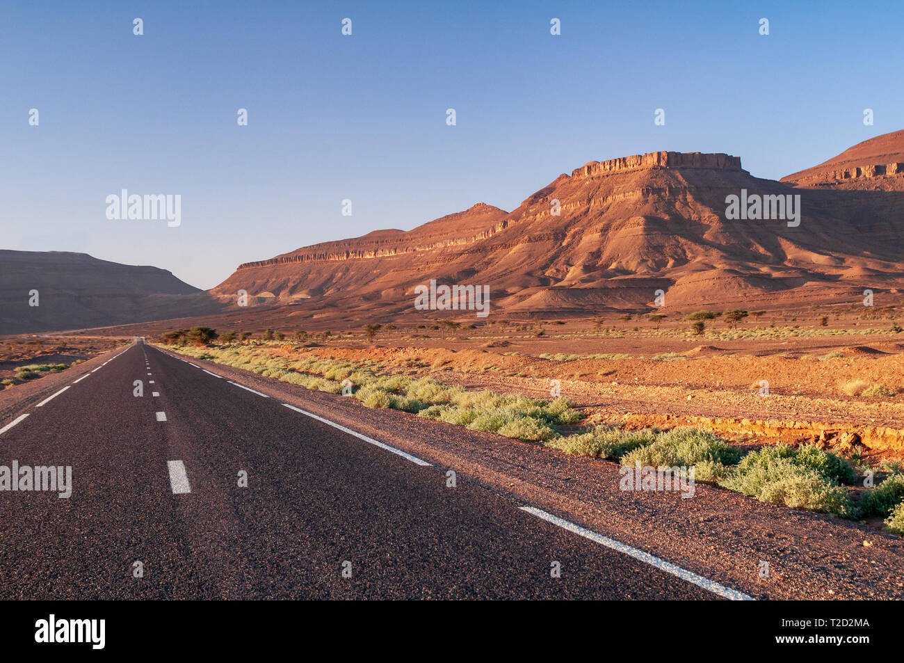 Hermoso paisaje solitaria en el desierto marroquí Foto de stock