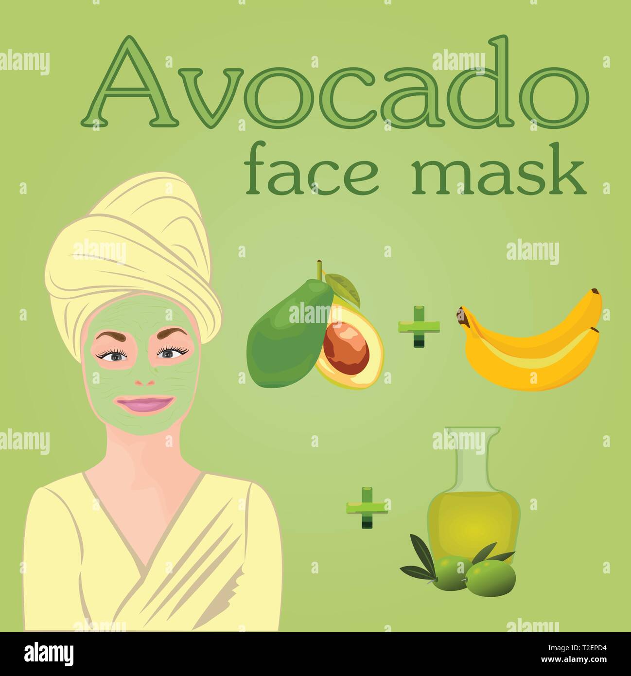 Bricolaje, plátano, aceite de mascarilla para piel seca ilustración vectorial Vector de stock - Alamy