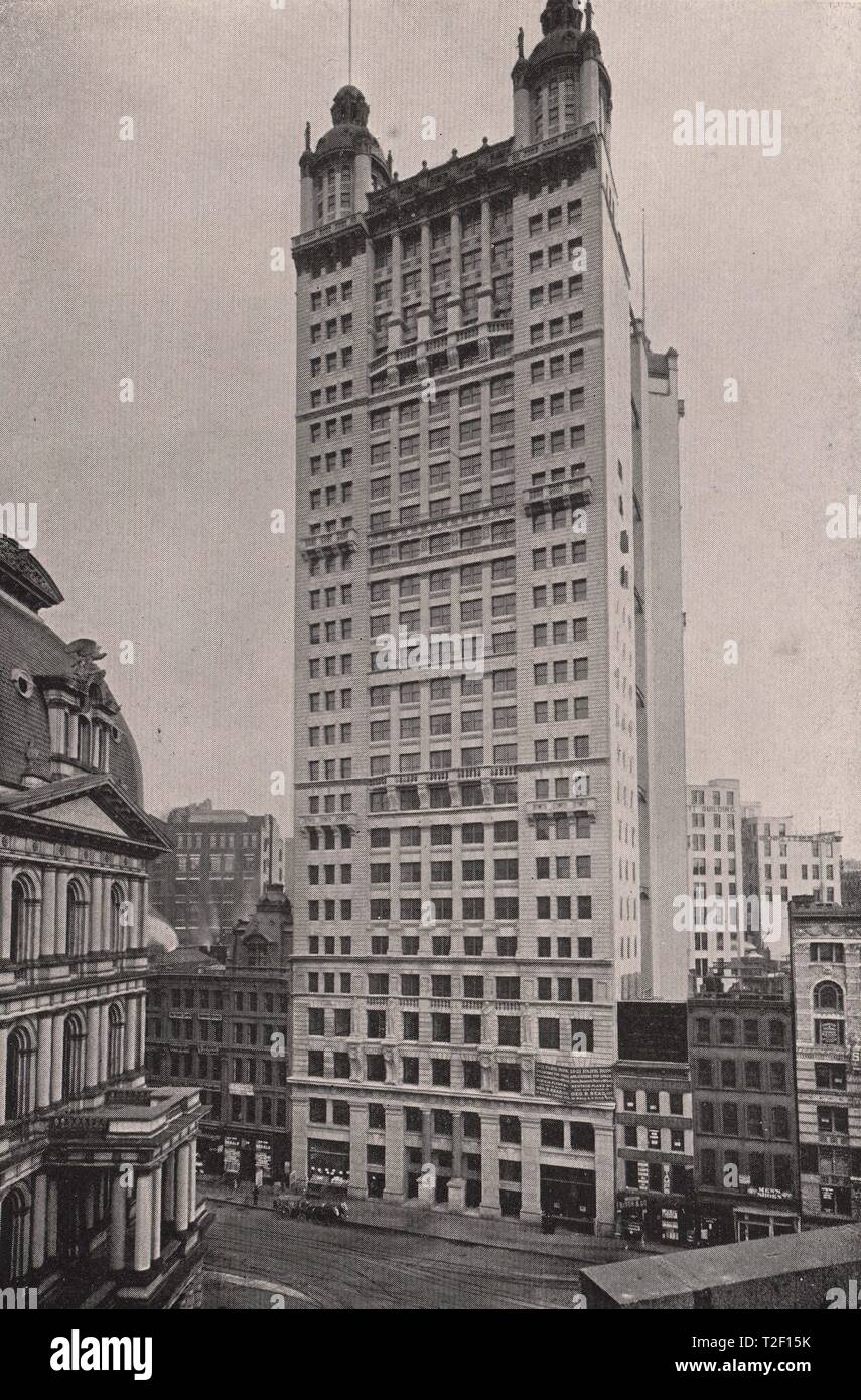 Edificio Park Row-13 a 21 Park Row; Copyright 1899, por Irving Underhill, 17 Park Place, Nueva York Foto de stock