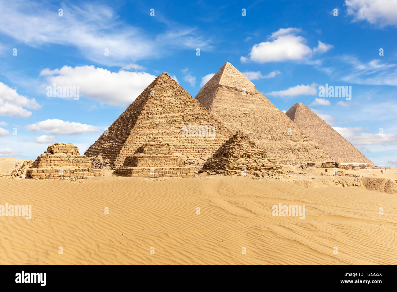 Egipto, las grandes Pirámides de Giza Vista. Foto de stock