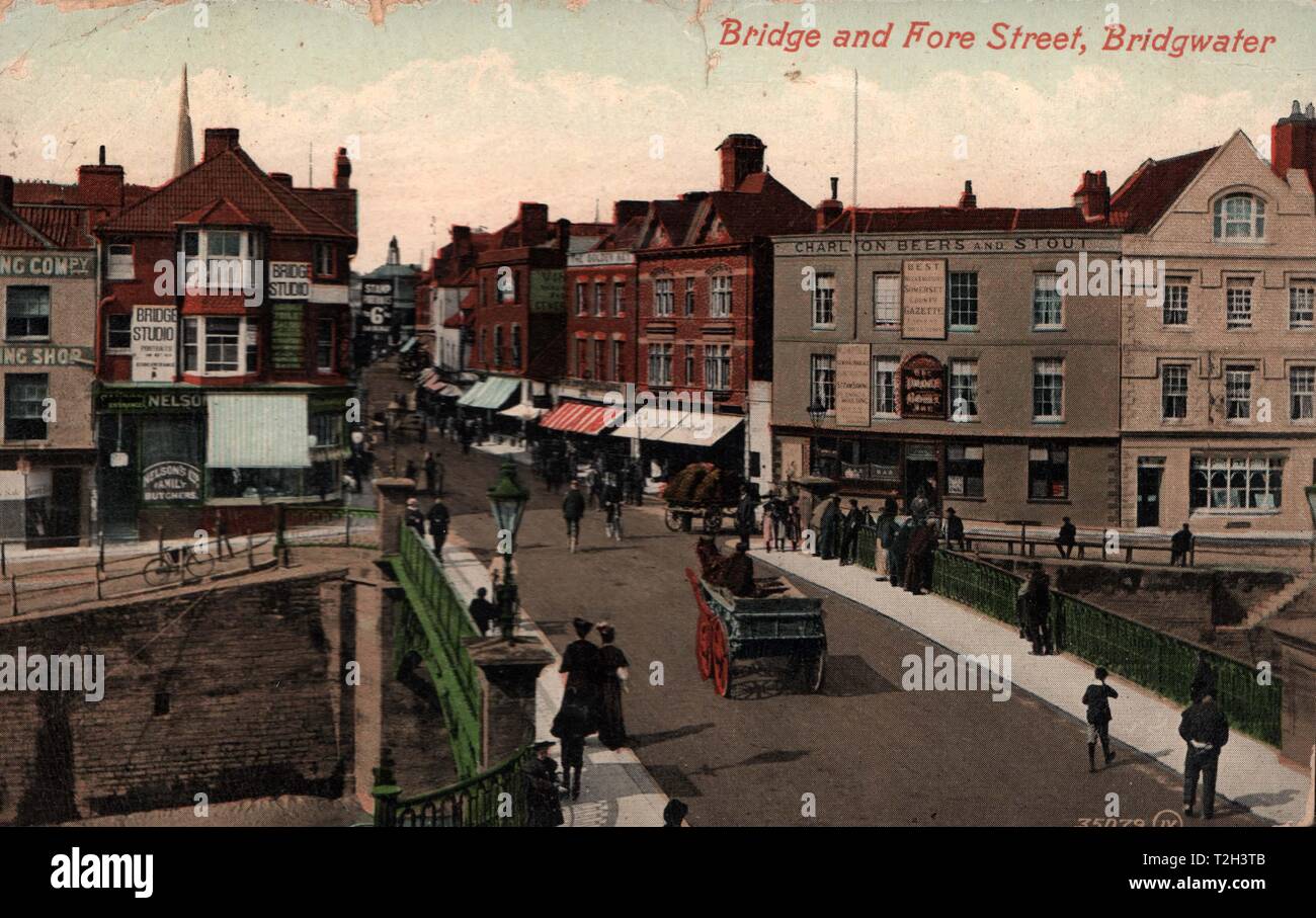 Puente y fore street, Bridgwater Foto de stock