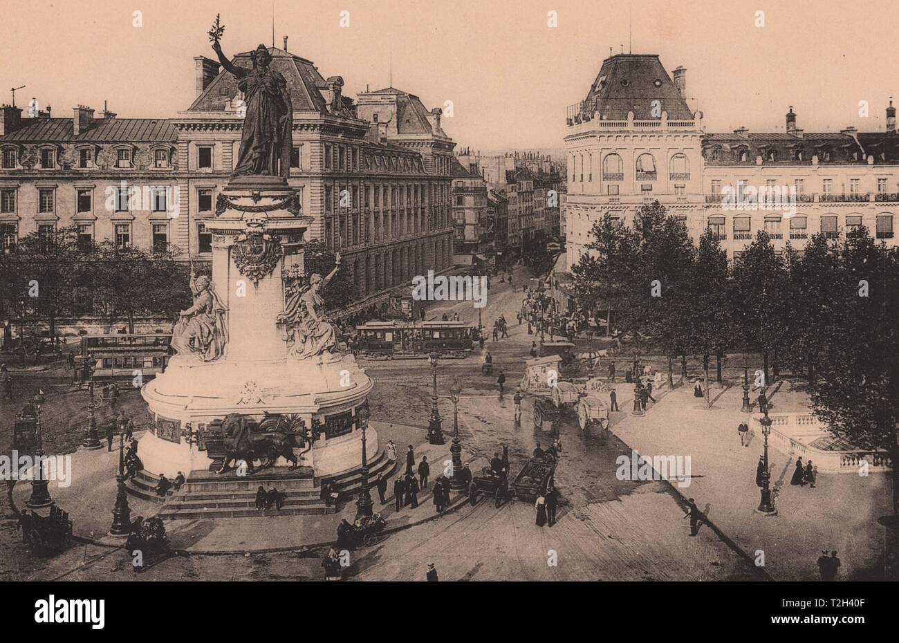 Rue du Temple - place de la République. Foto de stock