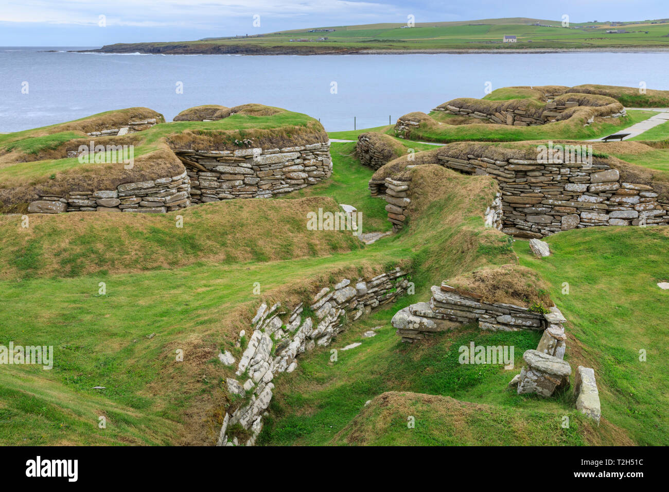 Skara Brae asentamiento neolítico en las Islas Orkney, Escocia, Europa Foto de stock