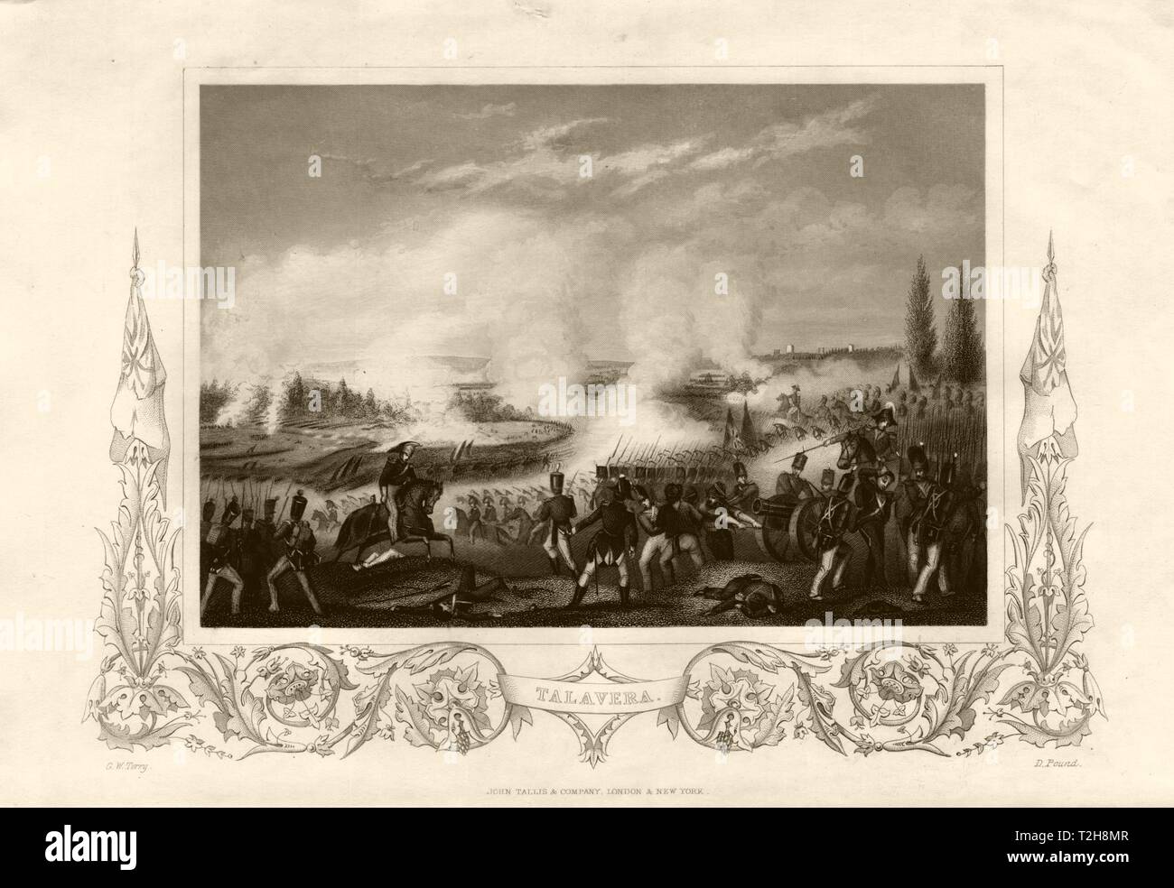 Batalla de Talavera de la Reina 1809, España. Guerra Peninsular. TALLIS c1855 Imprimir Foto de stock