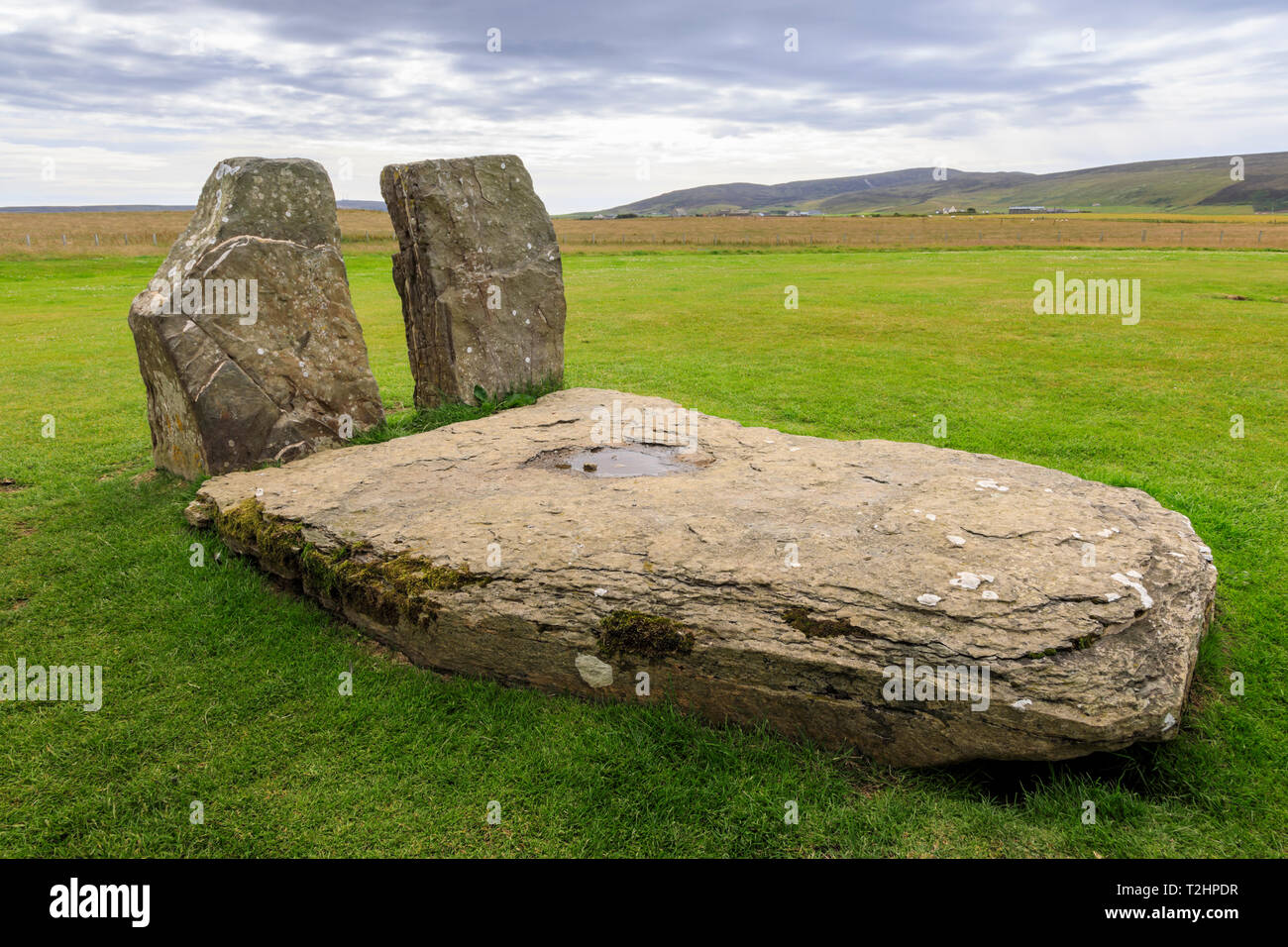 Piedras de Stenness permanente en las Islas Orkney, Escocia, Europa Foto de stock