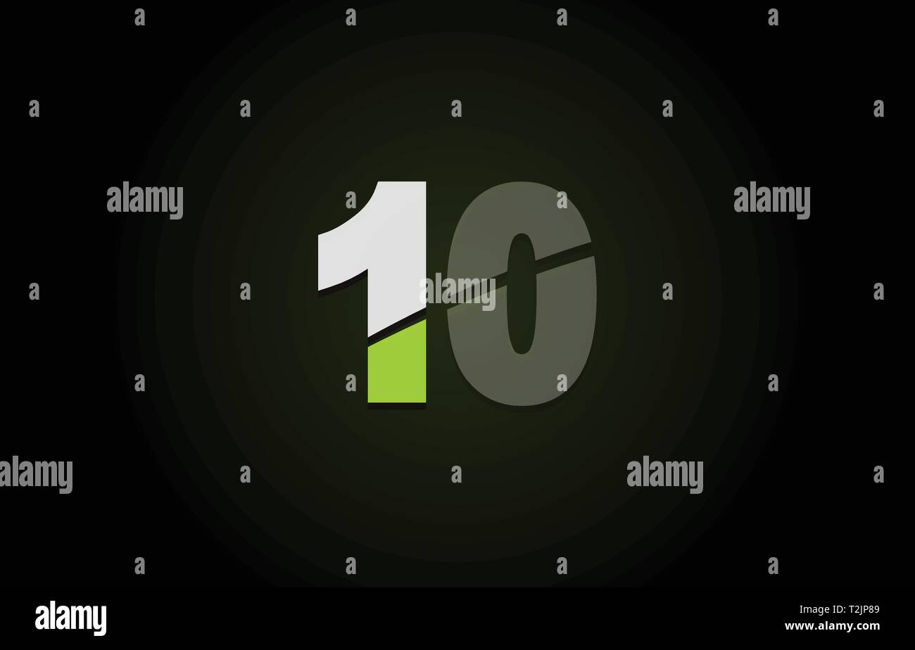 Diseño de logotipo número 10 con el verde de color blanco y negro icono