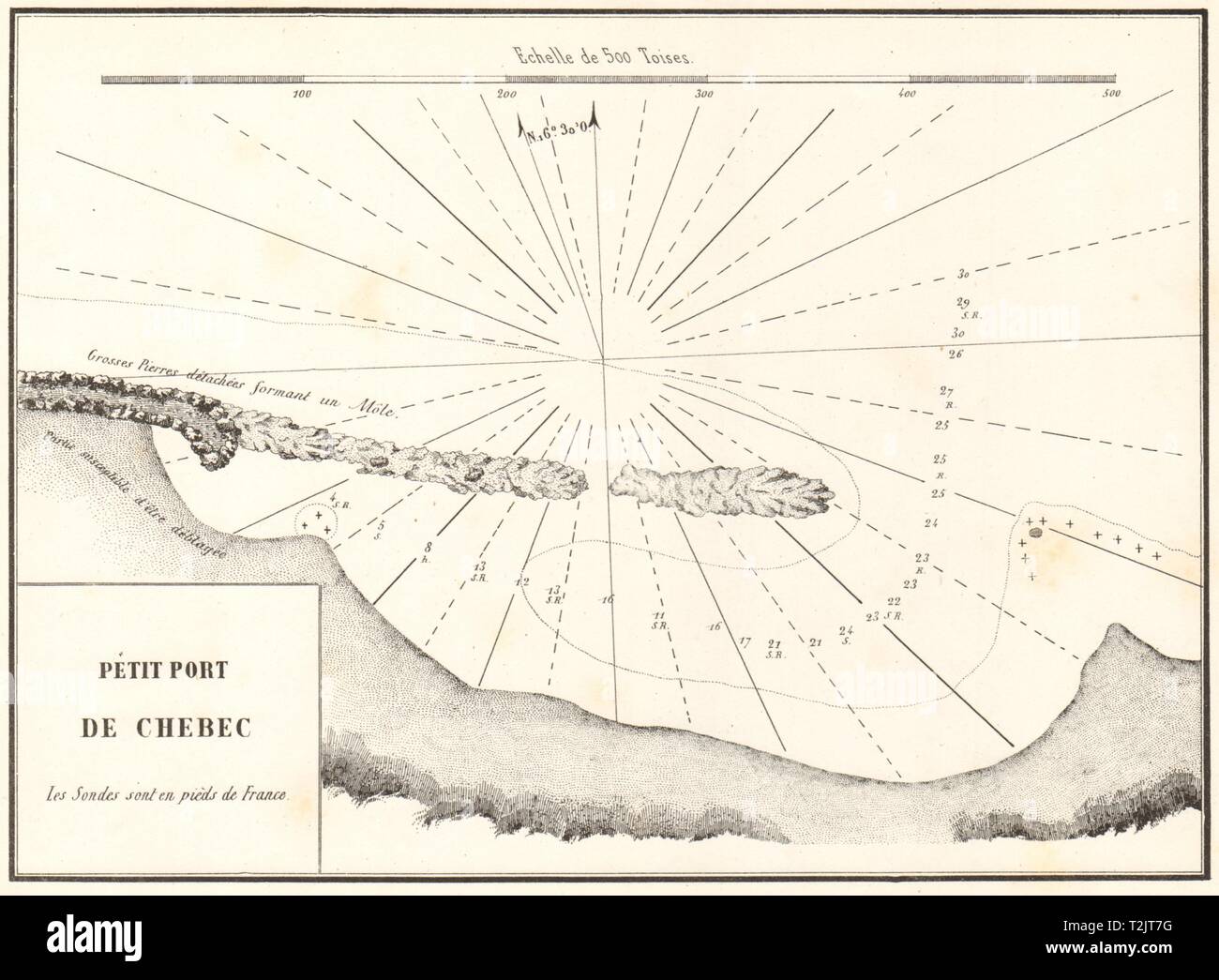 Petit Port de Chebec. Posiblemente Mintaqat Wadi, nr Sirte. Libia. 1854 GAUTTIER mapa Foto de stock