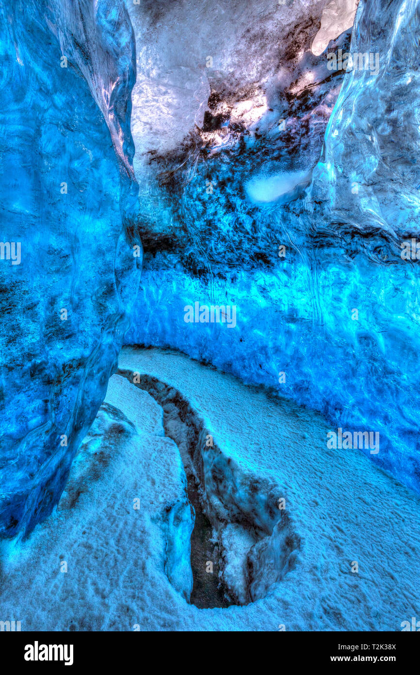 La cueva de hielo azul, Vatnajokull, Sudurland, Islandia, Europa Foto de stock