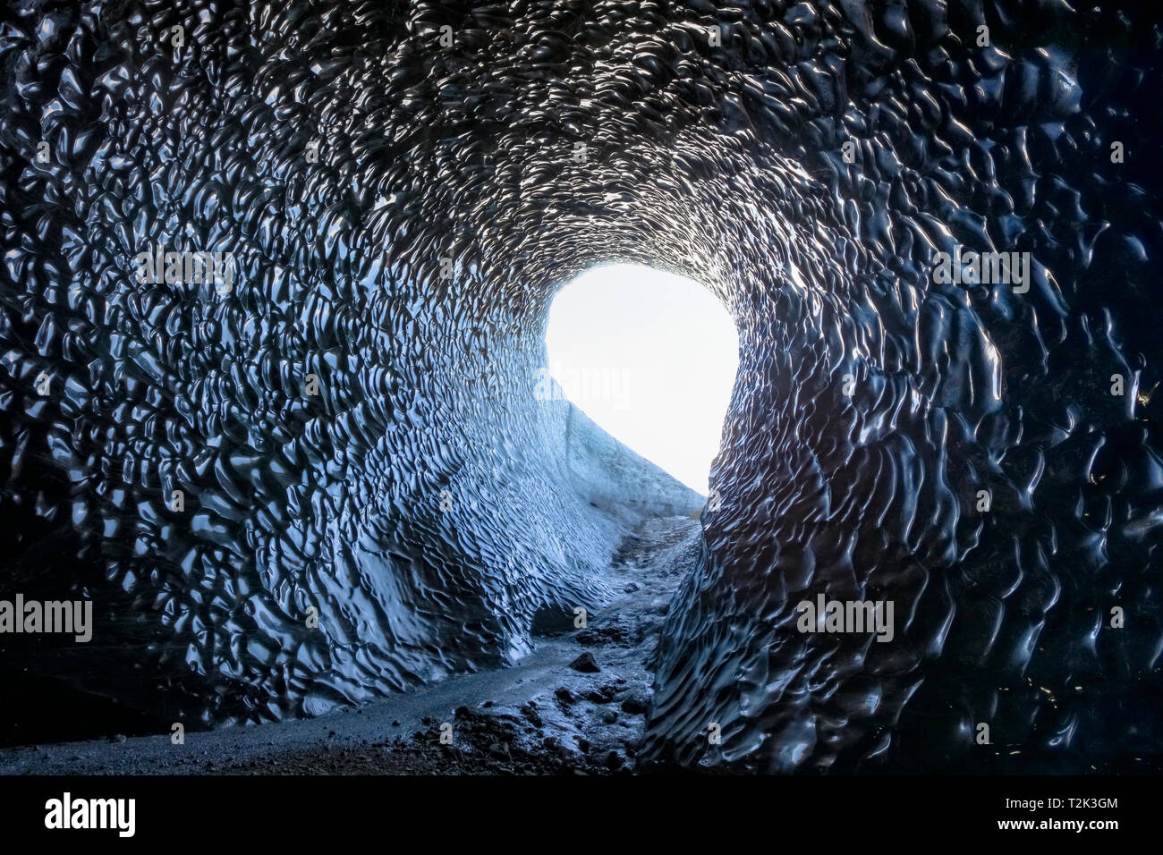 La cueva de hielo negro, Vatnajokull, Sudurland, Islandia, Europa Foto de stock
