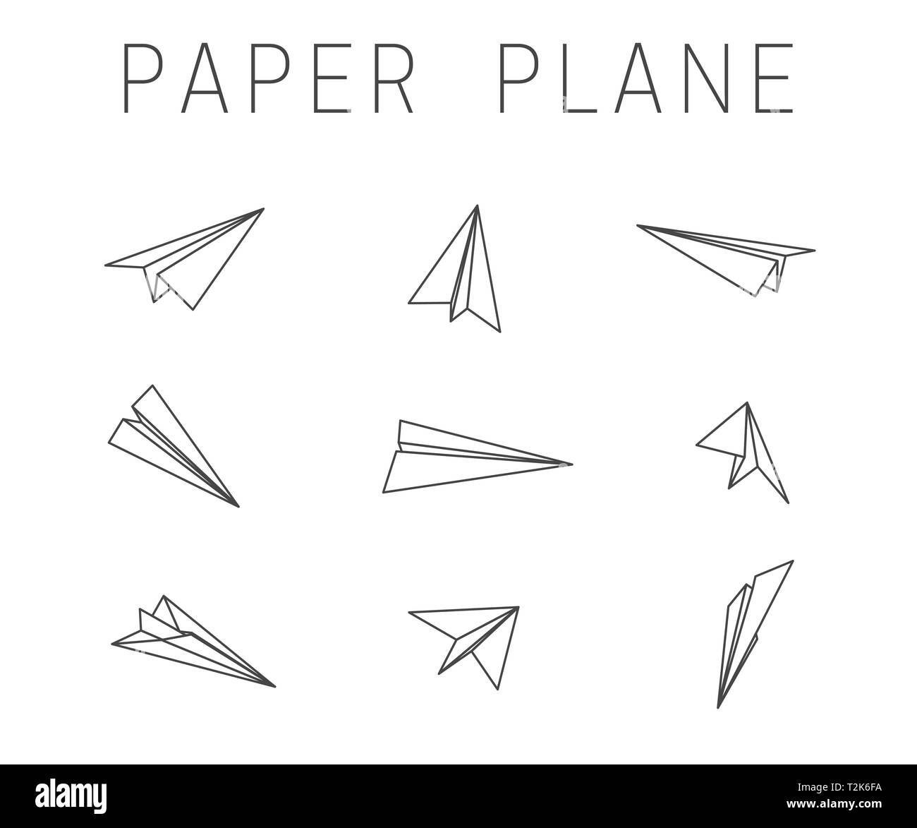 Aviones de Papel línea sobre fondo blanco. Dibujos de contorno de aviones de  origami Imagen Vector de stock - Alamy