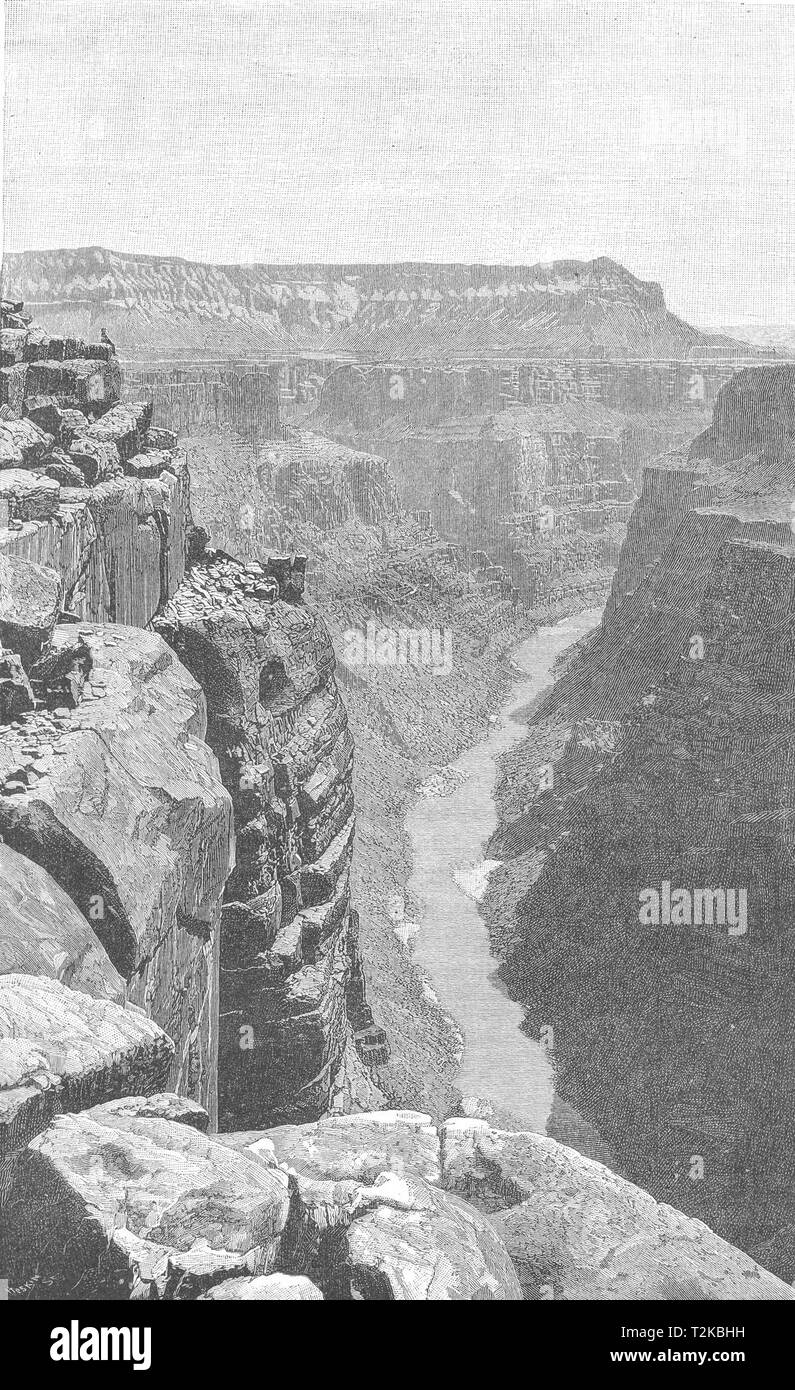 ARIZONA. El Gran Cañón del Colorado 1891 antigua imagen de impresión Foto de stock