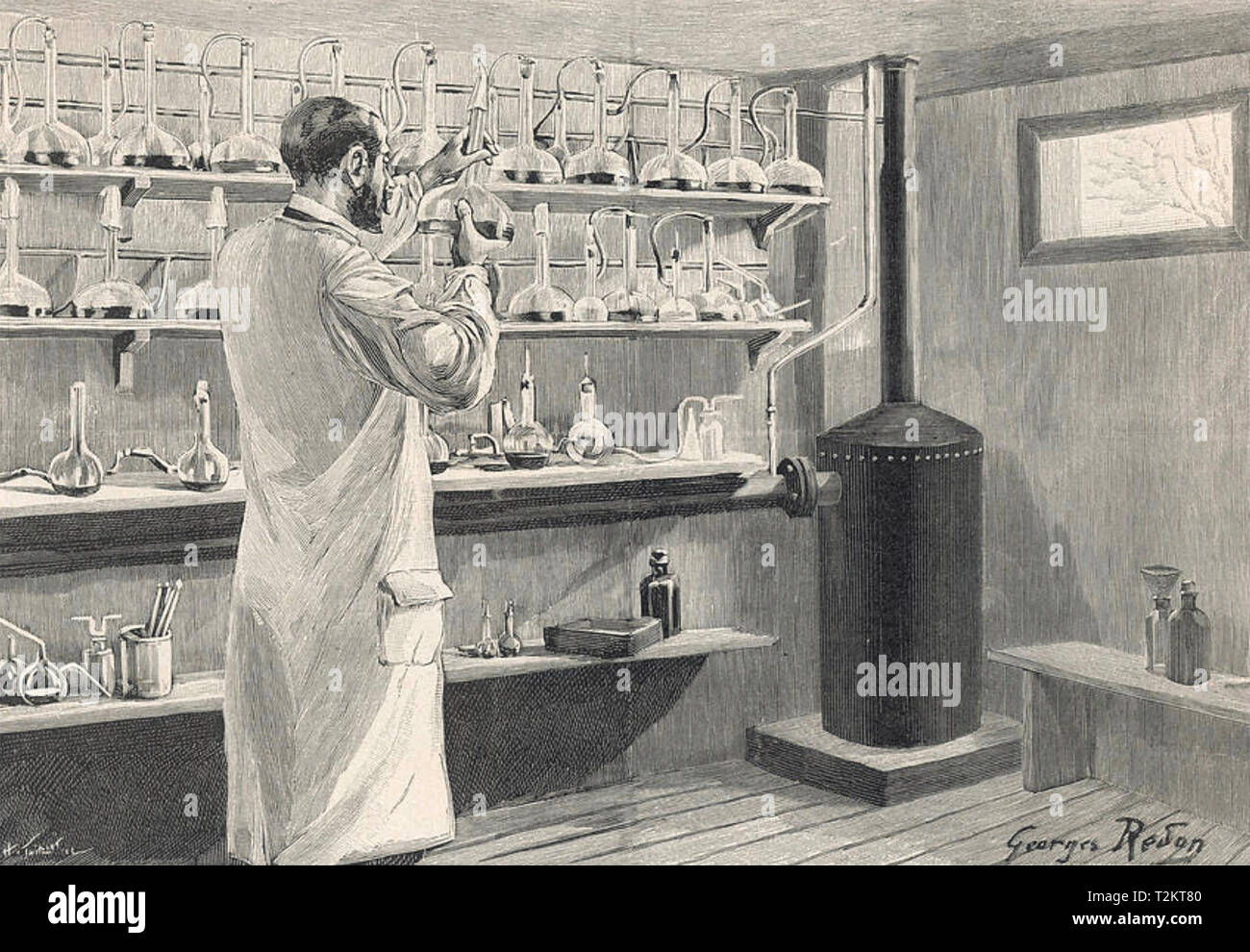 PIERRE PAUL EMILE ROUX (1853-1933), médico francés y como co-fundador del Instituto Pasteur, fue responsable de la producción del Instituto del suero anti-difteria como se ve en la ilustración Foto de stock