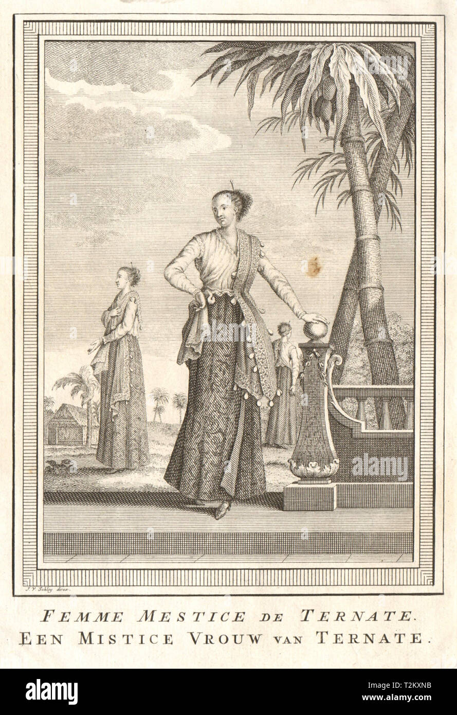 'Femme Mestice de Ternate'. Mujer mestiza, Ternate, islas Molucas. SCHLEY 1755 Foto de stock
