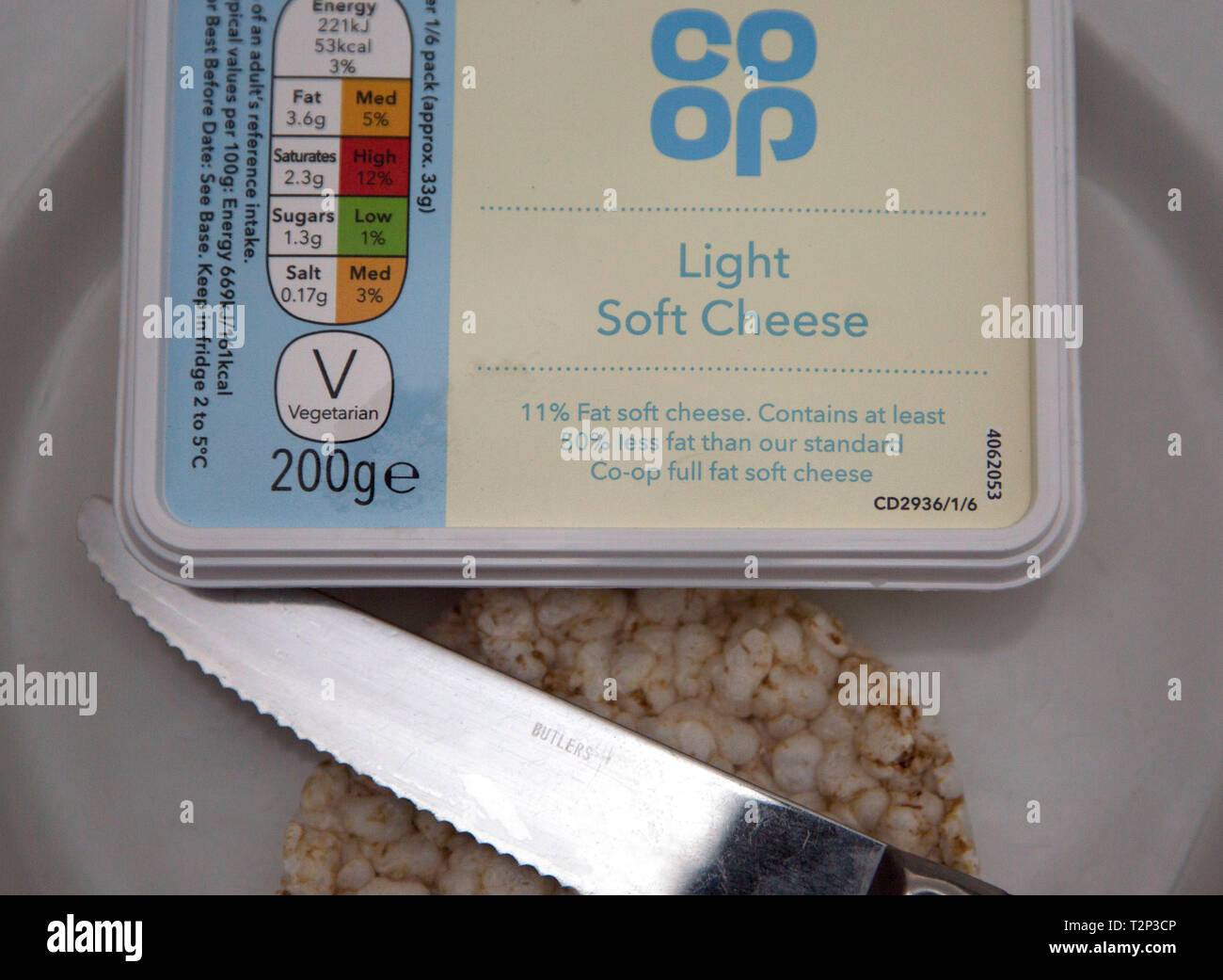 Pastel de arroz con queso suave luz, Londres Foto de stock