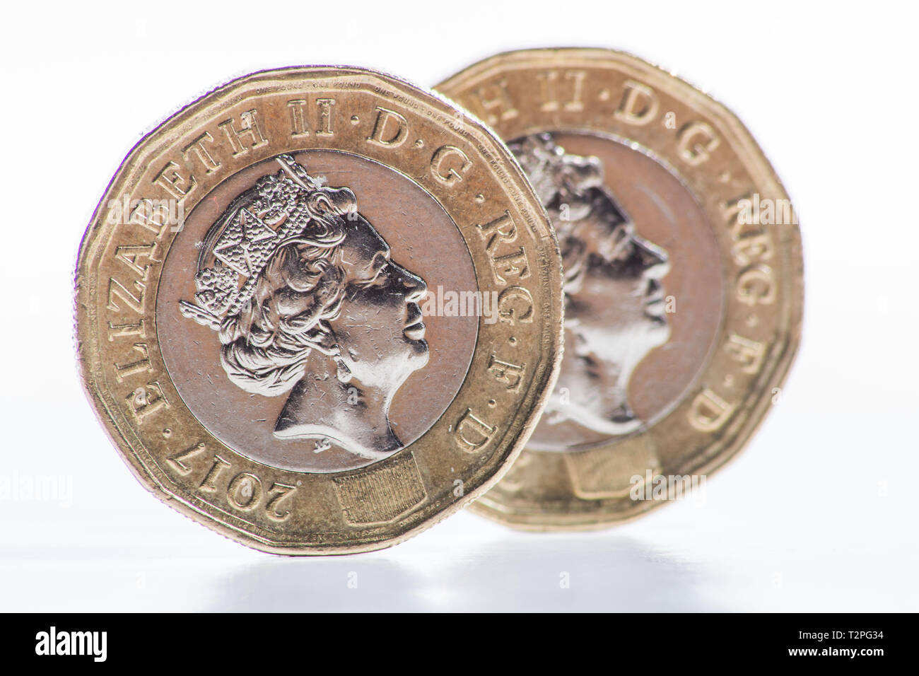 Monedas. La moneda de una libra. Foto de stock