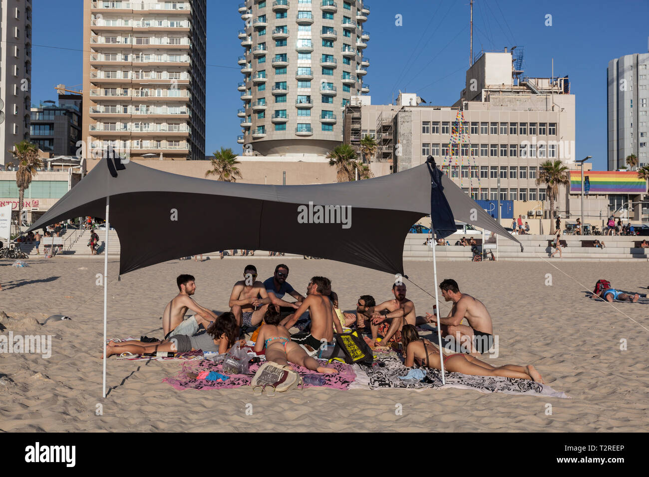 La playa de Tel Aviv, Israel Foto de stock