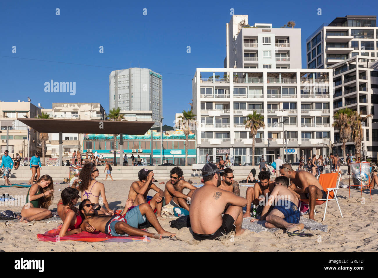 La playa de Tel Aviv, Israel Foto de stock