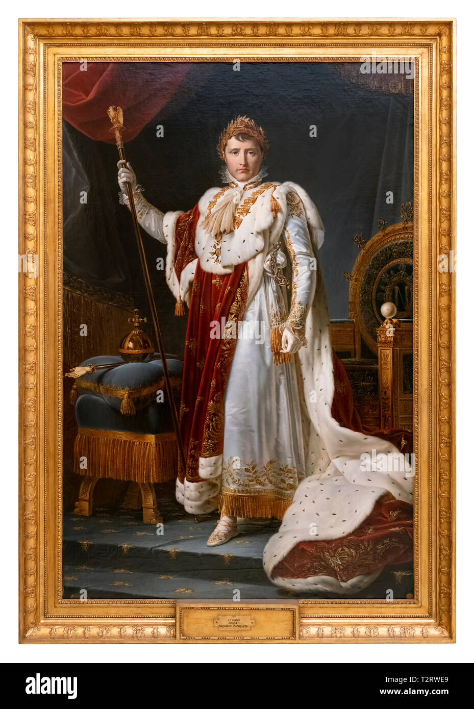 La coronación de Napoleón Bonaparte. El emperador Napoleón retrato en traje de coronación y la insignia por François Gérard (taller de) 1805 Foto de stock