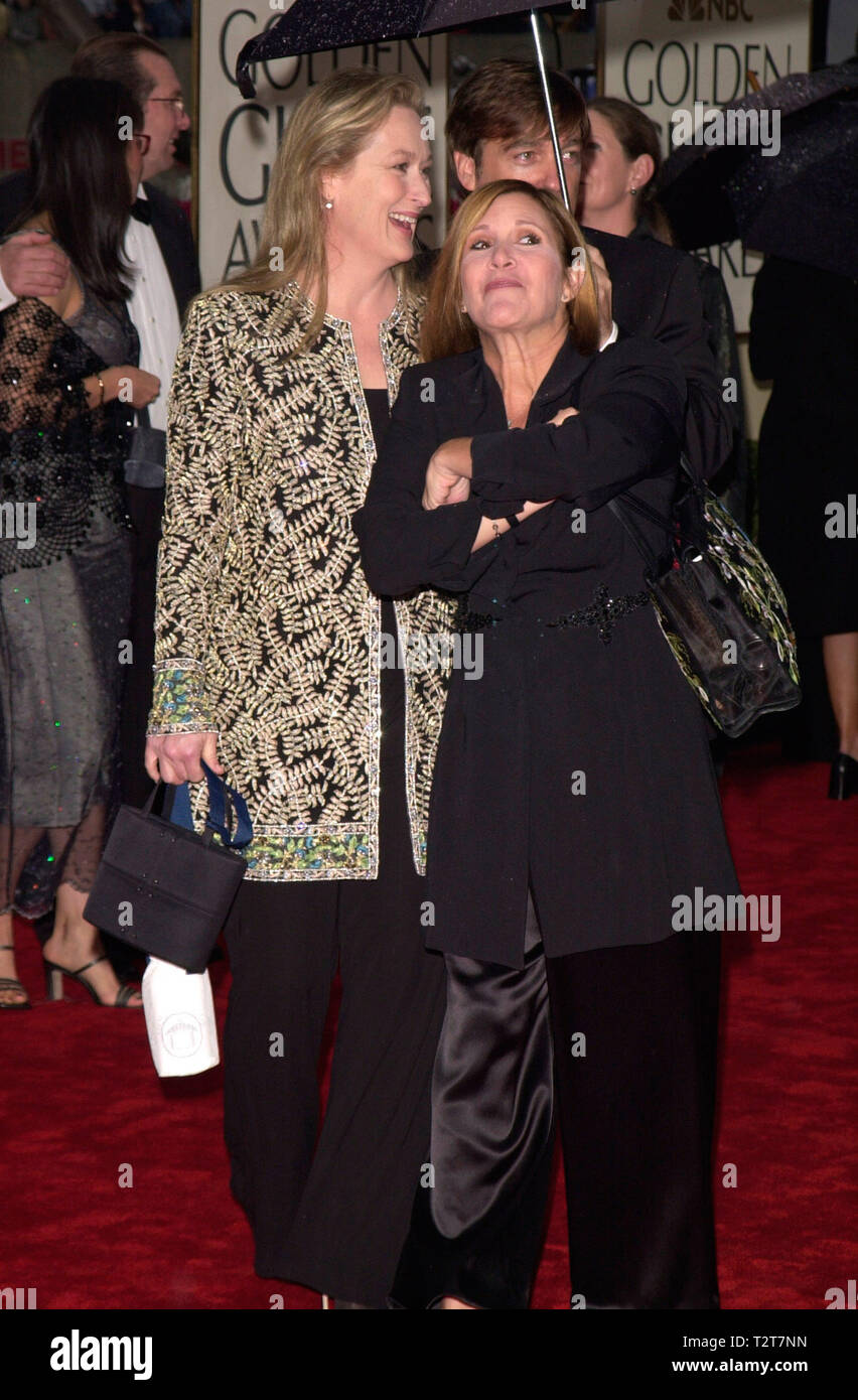 Los Angeles Ca Enero 24 00 Las Actrices Meryl Streep Izquierda Y Carrie Fisher En El Golden Globe Awards En Beverly Hills C Paul Smith Featureflash Fotografia De Stock Alamy