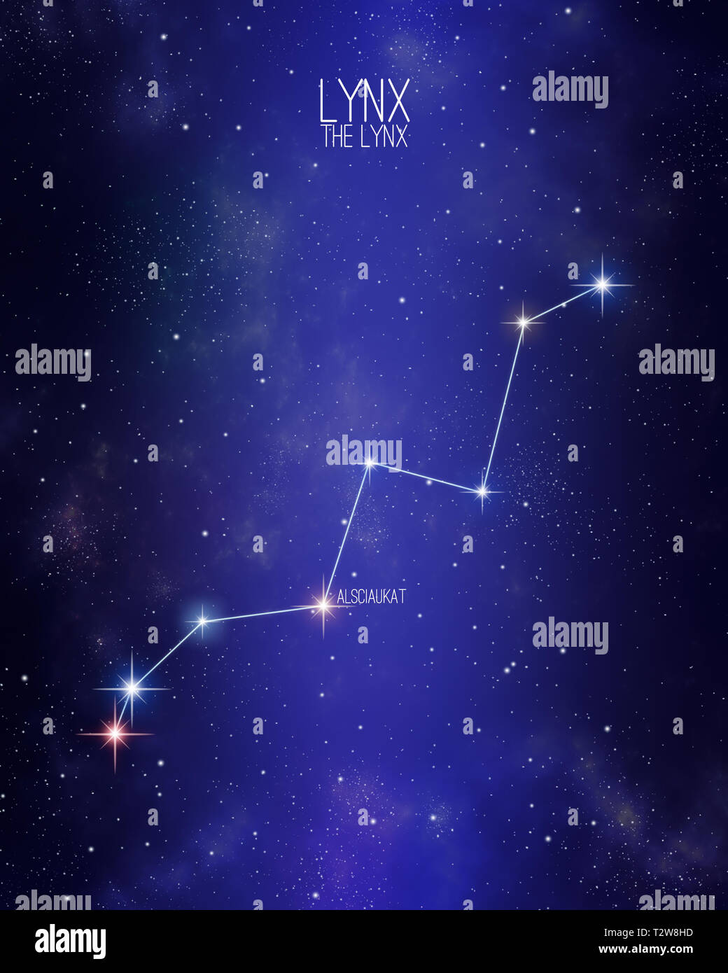 Mapa de la constelación de Lynx en un espacio estrellado de fondo