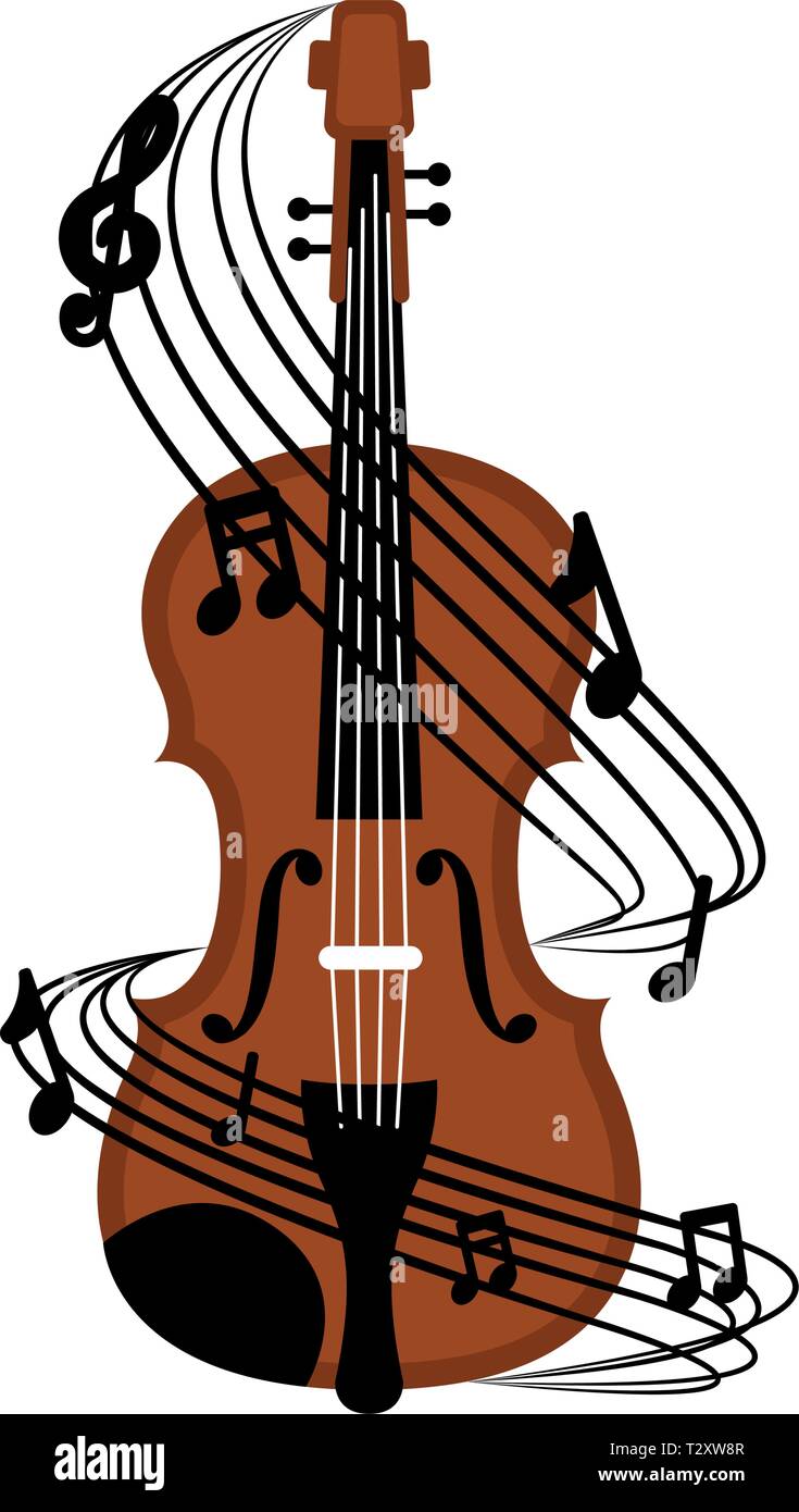 Violín aislado con un pentagrama musical alrededor. Diseño ilustración  vectorial Imagen Vector de stock - Alamy