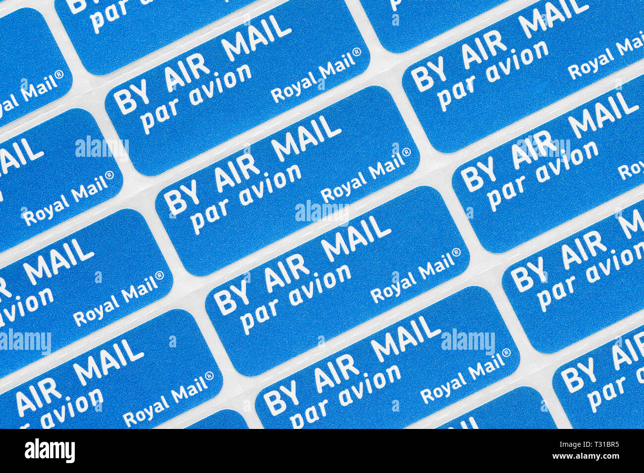 Royal Mail correo aéreo, pegatinas, Reino Unido Foto de stock