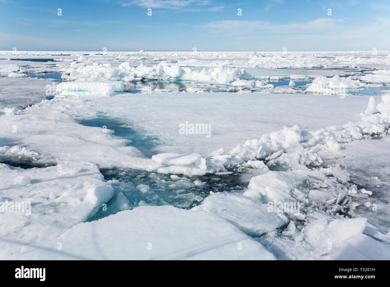 Cubiertas de hielo marino en el Ártico, Spitsbergen, Océano ártico, Noruega Foto de stock