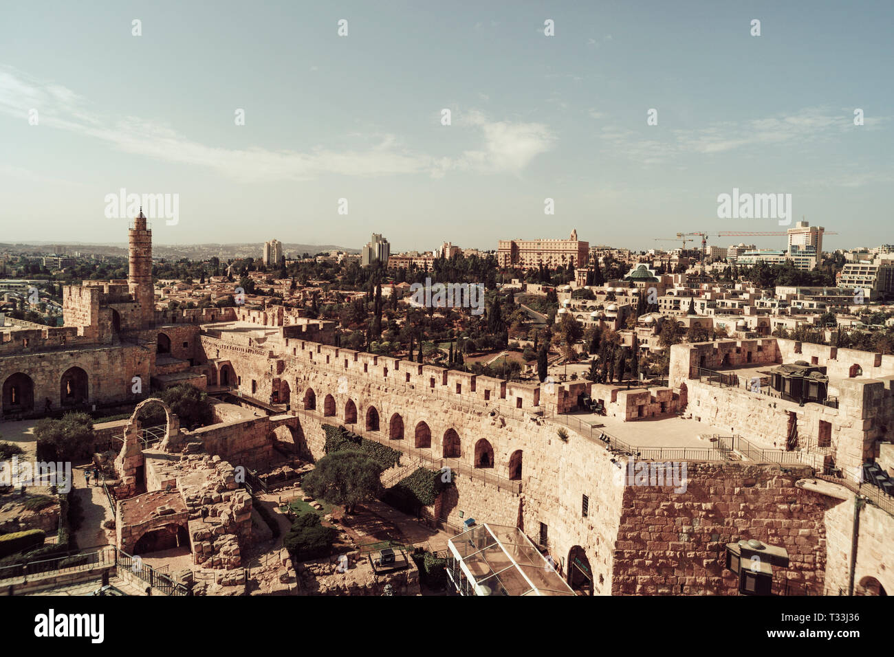 Museo de la Torre de David, la ciudad vieja de Jerusalén . La torre de David es una antigua ciudadela ubicado cerca de la puerta de Jaffa, en la entrada a la ciudad vieja de Jerus Foto de stock