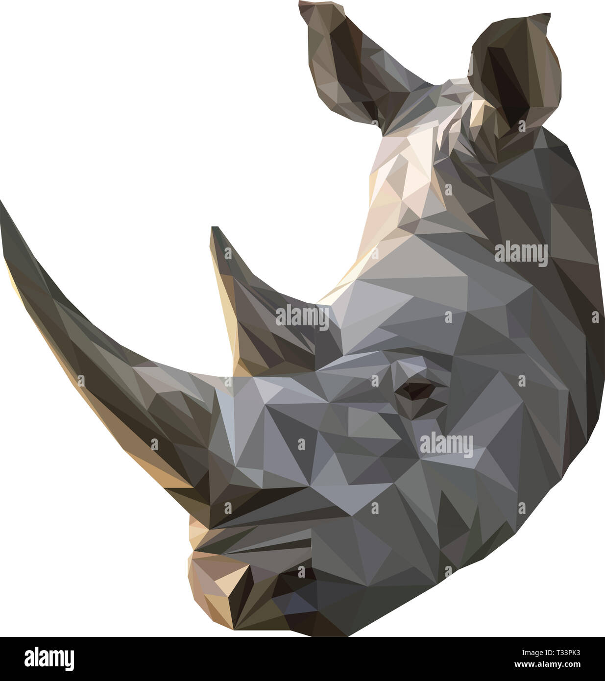 Baja realista poli ilustración de un rinoceronte africano; parte de los cinco grandes Foto de stock